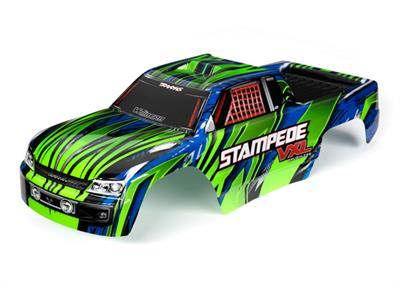 Traxxas - TRX3620G - Body, Stampede® VXL, green & blue (painted, decals applied)