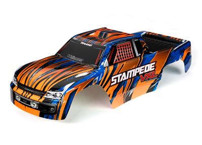 Traxxas - TRX3620T - Body, Stampede® VXL, orange & blue (painted, decals applied)