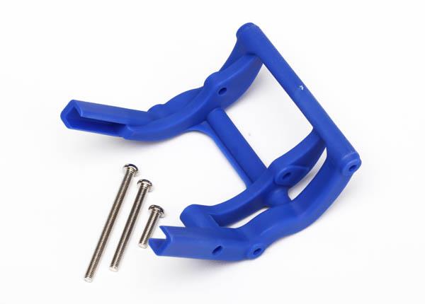 Traxxas - TRX3677X - Wheelie bar mount (1)/ hardware (blue)