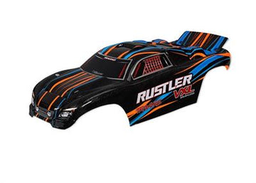 Traxxas - TRX3720T - Body, Rustler® VXL, orange (painted, decals applied)