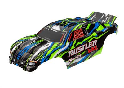 Traxxas - TRX3726G - Body, Rustler® VXL, green (painted, decals applied)