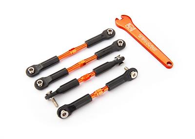 Traxxas - TRX3741T - Turnbuckles, aluminum (orange-anodized), camber links, front, 39mm (2), rear, 49mm (2) (assembled w/rod ends & hollow balls)/ wr