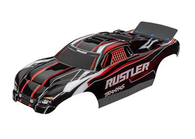 Traxxas - TRX3750 - Body, Rustler® (also fits Rustler® VXL), red & black (painted, decals applied, assembled with wing)