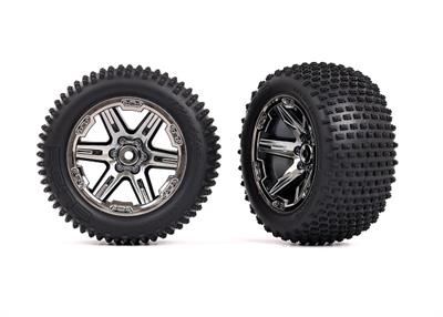 Traxxas - TRX3772R - Tires & wheels, assembled, glued (2.8") (RXT black chrome wheels, Alias® tires, foam inserts) (2WD electric rear) (2) (TSM® rate