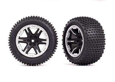 Traxxas - TRX3772X - Tires & wheels, assembled, glued (2.8") (RXT black & satin wheels, Alias® tires, foam inserts) (2WD electric rear) (2) (TSM® rat