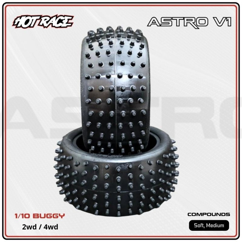 PAIR OF 1/10 TYRES V1 ASTRO 4WD/2WD REAR MEDIUM