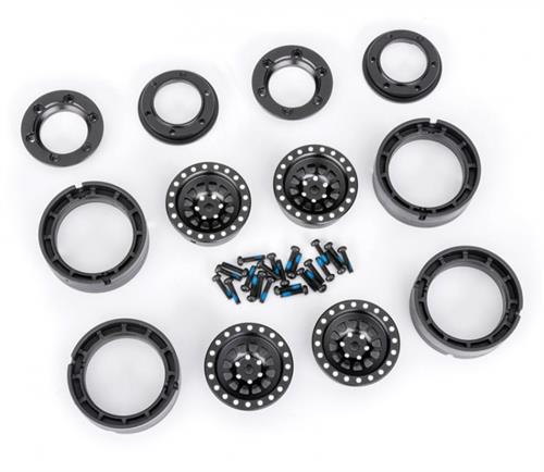 Traxxas - TRX9881-BLK - Wheels, 1.0”, 6061-T6 aluminum (black-anodized) (4)/ 2x8mm BCS (24)