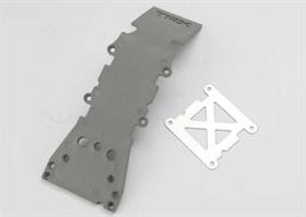Traxxas - TRX4937A - Skidplate, front plastic (grey)/ stainless steel plate