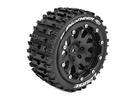 Louise RC - MFT - ST-PIONEER - 1-10 Monster Truck Tire Set - Mounted - Sport - Black 2.8 Bead-Lock Wheels - 1/2-Offset - Hex 14mm - L-T3312SBM