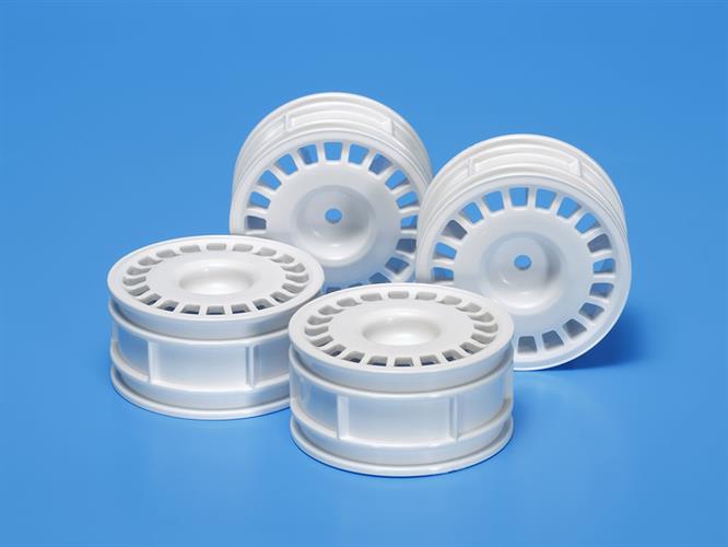 Tamiya - 51021 -RALLY DISH WHEELS 4PCS(WHITE, 26mm/+2)