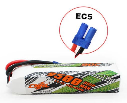 CNHL - 11.1V Lipo batteri med 9500 mAh, 90C i Softcase med EC5 stik