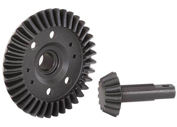 Traxxas - TRX5379R - Ring gear, differential/ pinion gear, differential (machined, spiral cut) (front)
