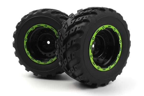 Blackzon - 540181 - Smyter MT Wheels/Tires Assembled (Black/Green)