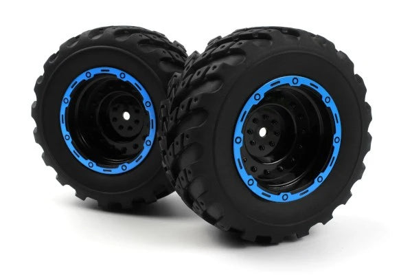 Blackzon - 540182 - Smyter MT Wheels/Tires Assy (Black/Blue/2pcs)