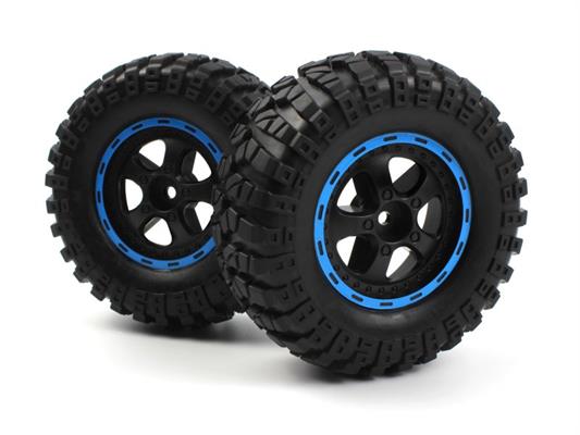 Blackzon - 540184 - Smyter Desert Wheels/Tires Assembled (Black/Blue/2