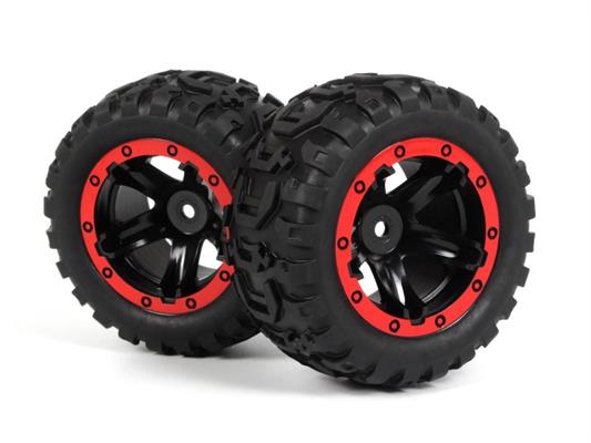 Blackzon - 540194 - Slyder MT Wheels/Tires Assembled (Black/Red)