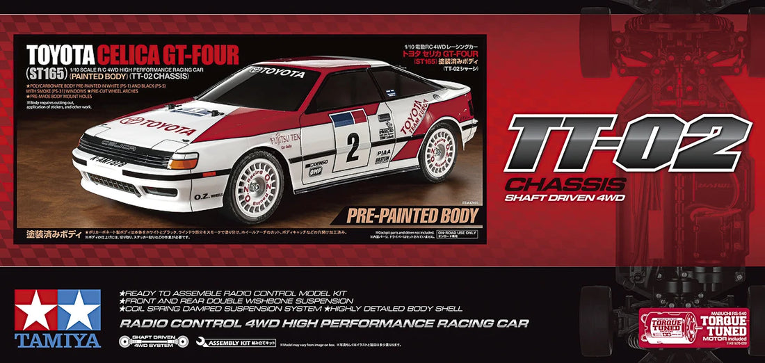 1/10 R/C Toyota Celica GT-Four (ST165) (PB) TT-02 - Samlesæt