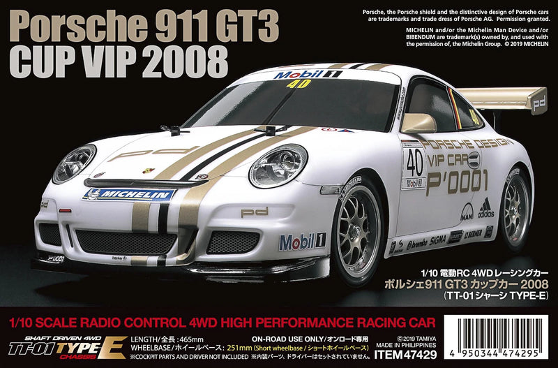 Tamiya - 47429 - 1/10 R/C Porsche 911 GT3 CUP VIP 2008 (TT-01 E)