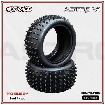 PAIR OF 1/10 TYRES V1 ASTRO 4WD/2WD REAR MEDIUM