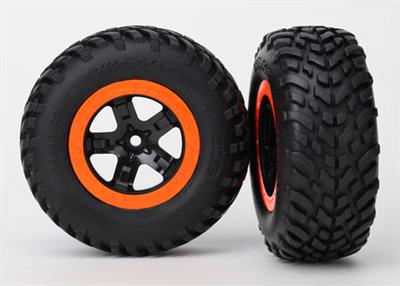 Traxxas - TRX5863R - Tire & wheel assembled, glued (S1 compound) (SCT, black, orange beadlock wheels, SCT off-road racing tires, foam inserts) (2) (4