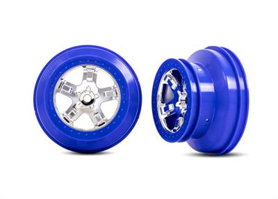 Traxxas - TRX5868A - Wheels, SCT chrome, blue beadlock style, dual profile (2.2" outer 3.0" inner) (2) (4WD front/rear, 2WD rear only)