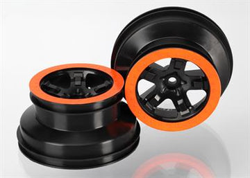 Traxxas - TRX5870X - Wheels, SCT, black, orange beadlock style, dual profile (2.2" outer 3.0" inner) (2WD front) (2)