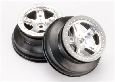 Traxxas - TRX5872 - Wheels, SCT satin chrome, beadlock style, dual profile (2.2" outer 3.0" inner) (2) (Rear)