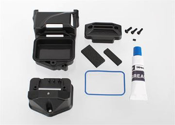 Traxxas - TRX6424 - Box, receiver (sealed) (servo mount)/ foam (2)/ 3x10mm BCS/ 2.5x8mm CS (2)/ GS 3x4mm/ silicone grease