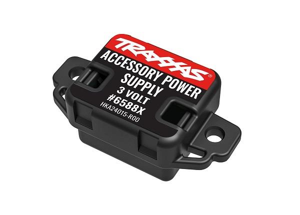 Traxxas - TRX6588X - Accessory power supply (regulated, 3V, 3 amp)/ power tap connector (with cable)/ 3x10 BCS (2)/ 2.6x8 BCS (2)