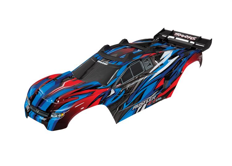 Traxxas - TRX6717A - Body, Rustler® 4X4 VXL, blue (painted, decals applied) (assembled with front & rear body mounts and rear body support for cliple