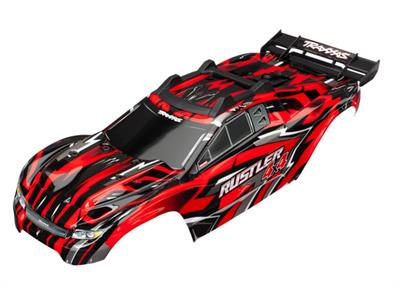 Traxxas - TRX6718 - Body, Rustler® 4X4, red (painted, decals applied) (assembled with front & rear body mounts and rear body support for clipless mou