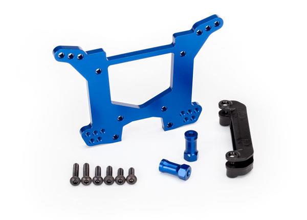 Traxxas - TRX6738X - Shock tower, rear, 7075-T6 aluminum (blue-anodized) (1)/ body mount bracket (1)