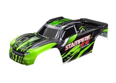 Traxxas - TRX6762G - Stampede® 4X4 VXL Karosseri i Grøn tema. Med Karosseri fastgørelse