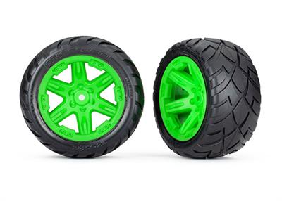 Traxxas - TRX6768G - Tires & wheels, assembled, glued (2.8") (RXT green wheels, Anaconda tires, foam inserts) (2WD electric rear) (2) (TSM® rated)