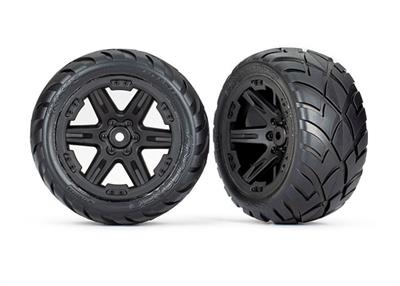 Traxxas - TRX6768 - Tires & wheels, assembled, glued (2.8") (RXT black wheels, Anaconda tires, foam inserts) (2WD electric rear) (2) (TSM® rated)