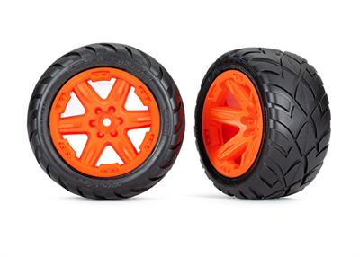 Traxxas - TRX6775A - Tires & wheels, assembled, glued (2.8") (RXT orange wheels, Anaconda tires, foam inserts) (4WD electric front/rear, 2WD electric