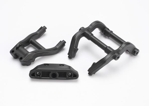 Traxxas - TRX6777 - Wheelie bar mounts/ rear skidplate (black)