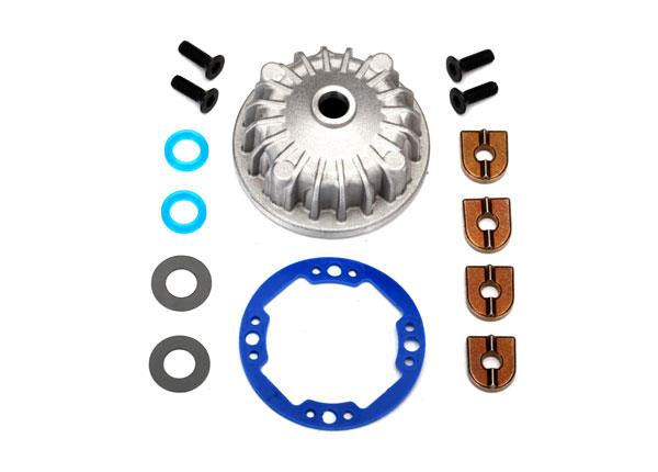 Traxxas - TRX6781 - Housing, center differential (aluminum)/ x-ring gaskets (2)/ ring gear gasket/ bushings (2)/ 5x10x0.5mm PTFE-coated washers (2)/