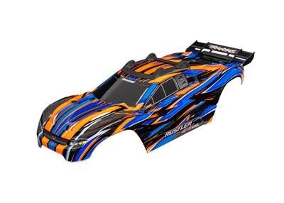 Body, Rustler® 4X4 VXL, orange (painted, decals applied) (assembled with front & rear body mounts and rear body support for
