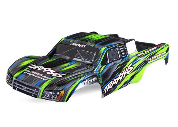 Traxxas - TRX6932-GRN - Body, Slash® 4X4, green (painted, decals applied) (assembled with front & rear body mount latches for clipless mounting)