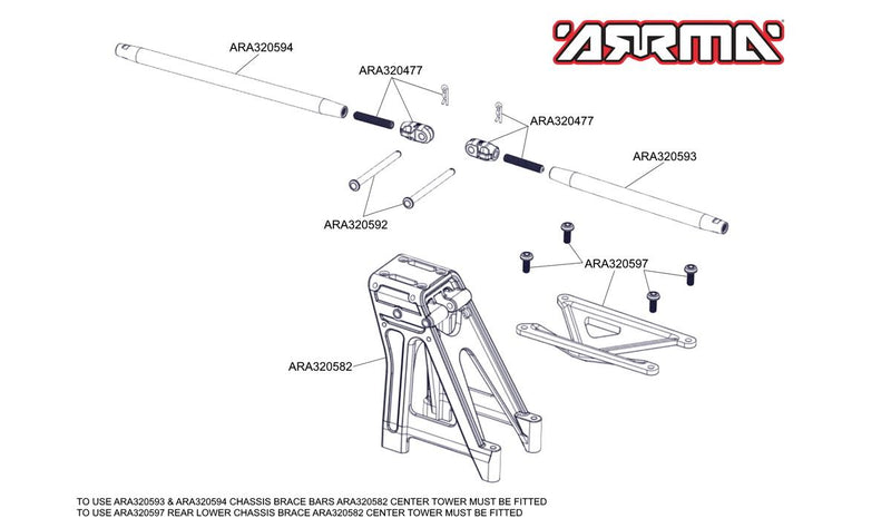 Arrma - ARA320594 - CHASSIS BRACE BAR 211MM