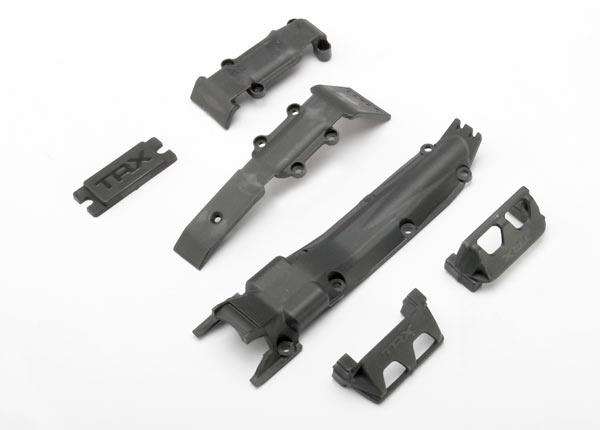 Traxxas - TRX7037 - Skidplate set, front (1)/ rear (1)/ transmission (1)/ steering servo guards (2) / steering servo cover plate (1)