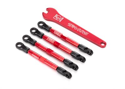 Traxxas - TRX7038X - Toe links, aluminum (red-anodized) (4) (assembled with rod ends and threaded inserts) (1/16 Slash)