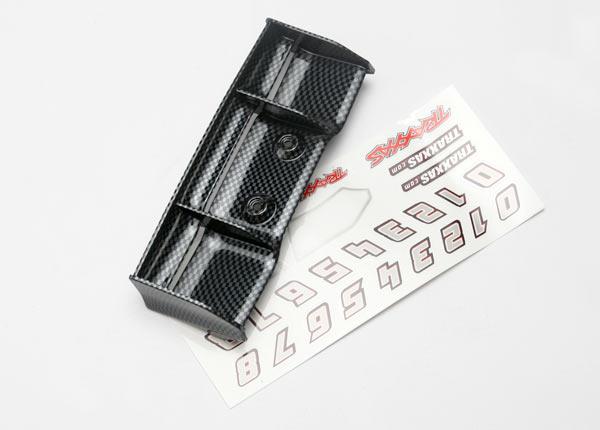 Traxxas - TRX7122G - Wing, 1/16 E-Revo® (Exo-carbon finish)/ decal sheet