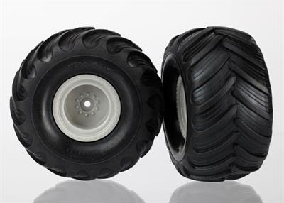 Traxxas - TRX7265 - Tires & wheels, assembled (grey wheels (dual profile, 1.5" outer and 2.2" inner), dual profile tires) (2)