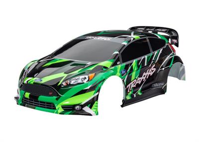 Traxxas - TRX7427-GRN - Body, Ford Fiesta® ST Rally VXL, green (painted, decals applied) (assembled with rear wing, body support, & body mount latche