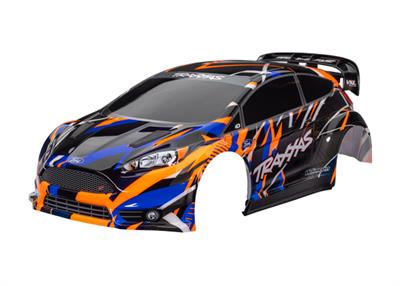 Traxxas - TRX7427-ORNG - Body, Ford Fiesta® ST Rally VXL, orange (painted, decals applied) (assembled with rear wing, body support, & body mount latc