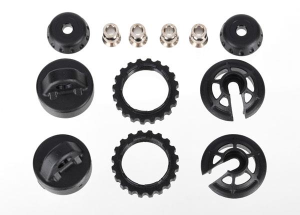 Traxxas - TRX7468 - Caps and spring retainers, GTR long/xx-long shock (upper cap (2)/ hollow balls (4)/ bottom cap (2)/ upper retainer (2)