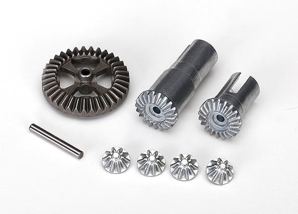 Latrax - TRX7579x - Gear set, differential, metal (output gears (2)/ spider gears (4)/ ring gear, 35T (1)/ 2x14.8mm pin (1))