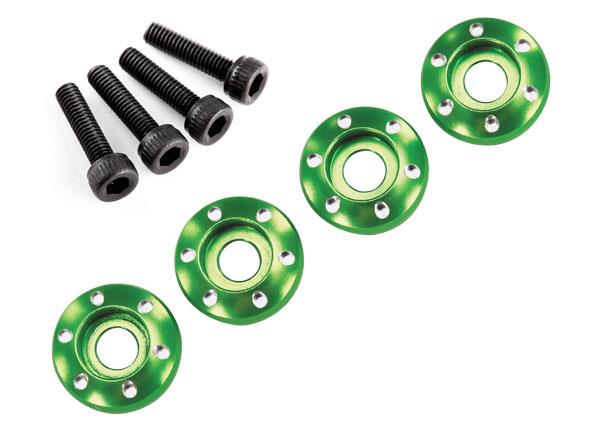 Latrax - TRX7668G - Wheel nut washer, machined aluminum, green / 3x12mm CS (4)